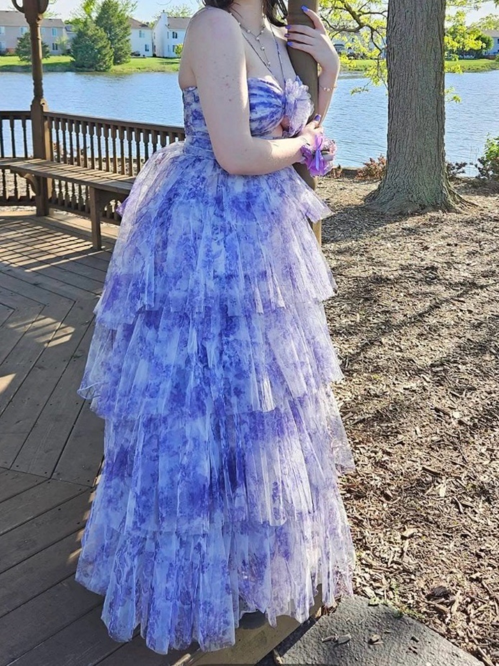 Sherri Hill No. 55980 Ivory-Purple Size 4 - read description - Picture 7 of 7